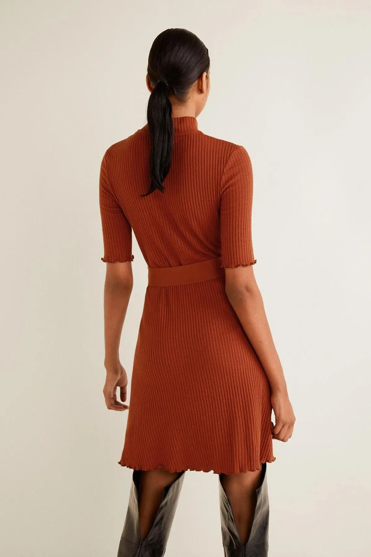 13101 Burnt Orange Sweater Dress