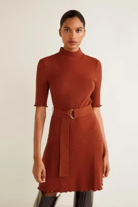 13101 Burnt Orange Sweater Dress