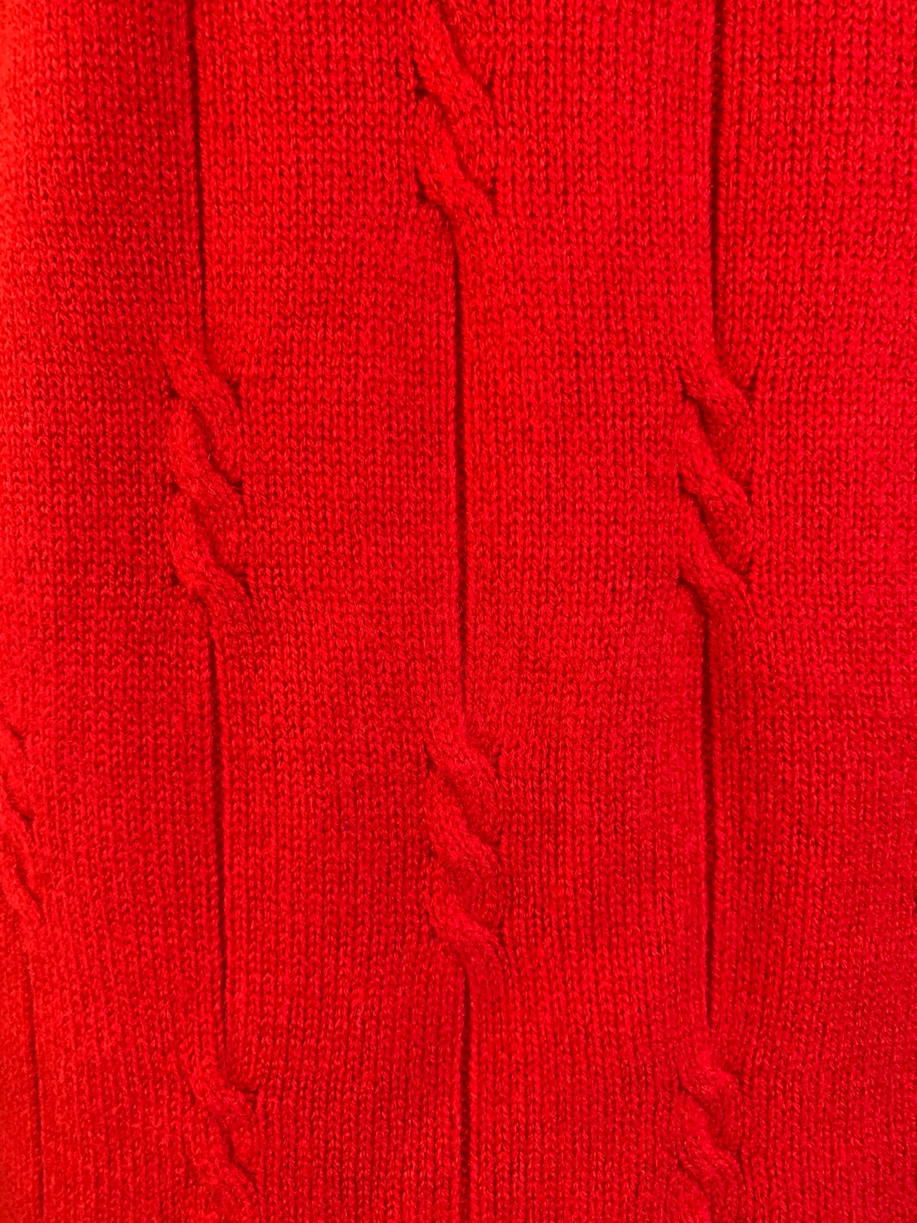 '80s Red Cable Knit Sweater Dress by Liz Claiborne