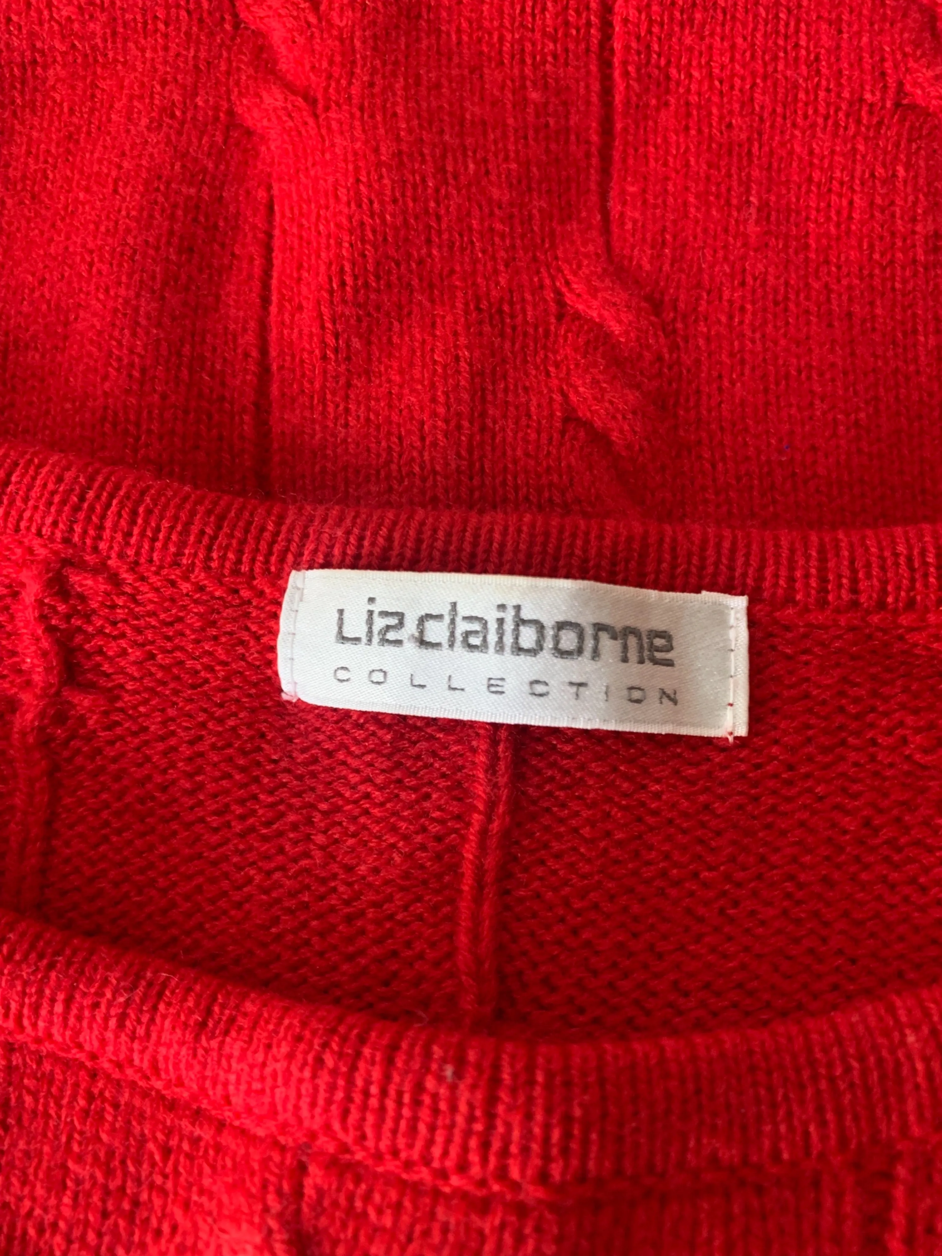 '80s Red Cable Knit Sweater Dress by Liz Claiborne