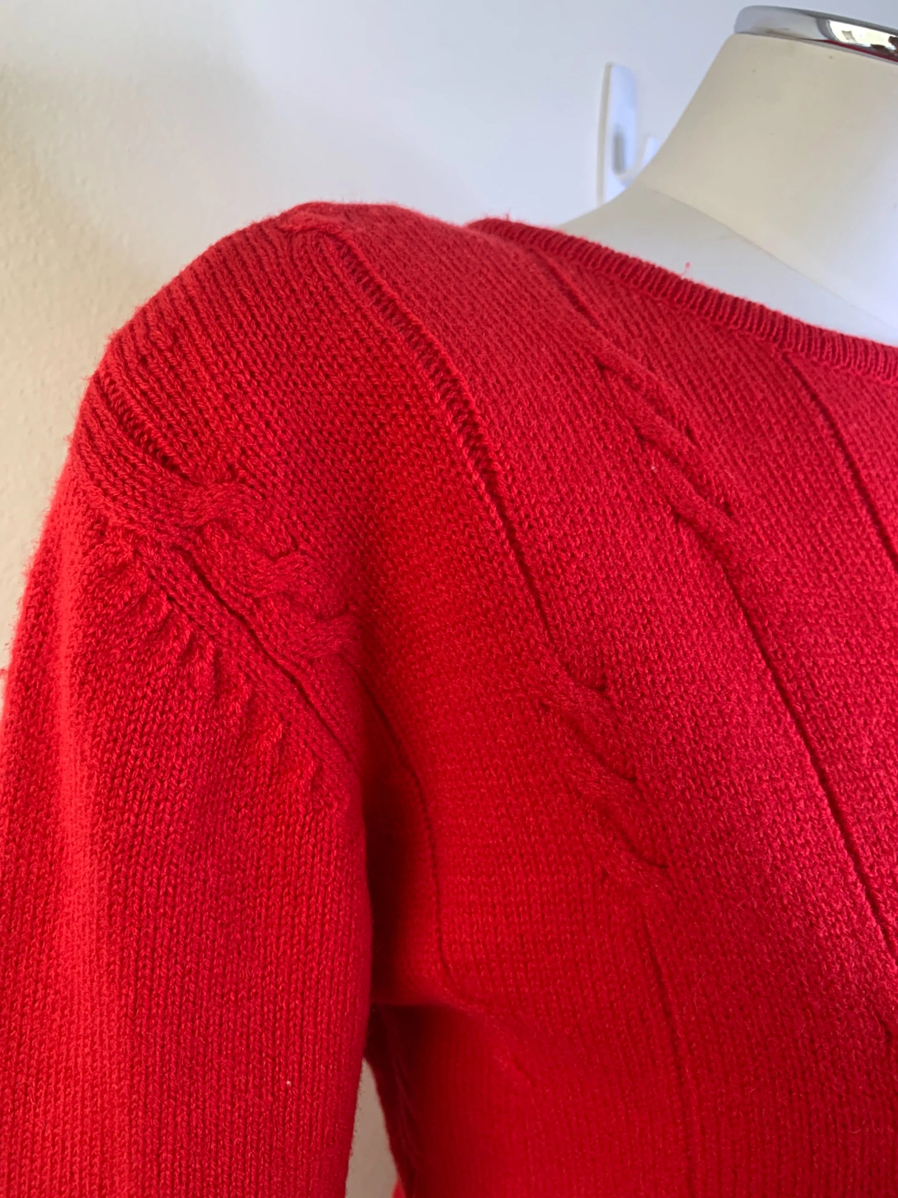 '80s Red Cable Knit Sweater Dress by Liz Claiborne