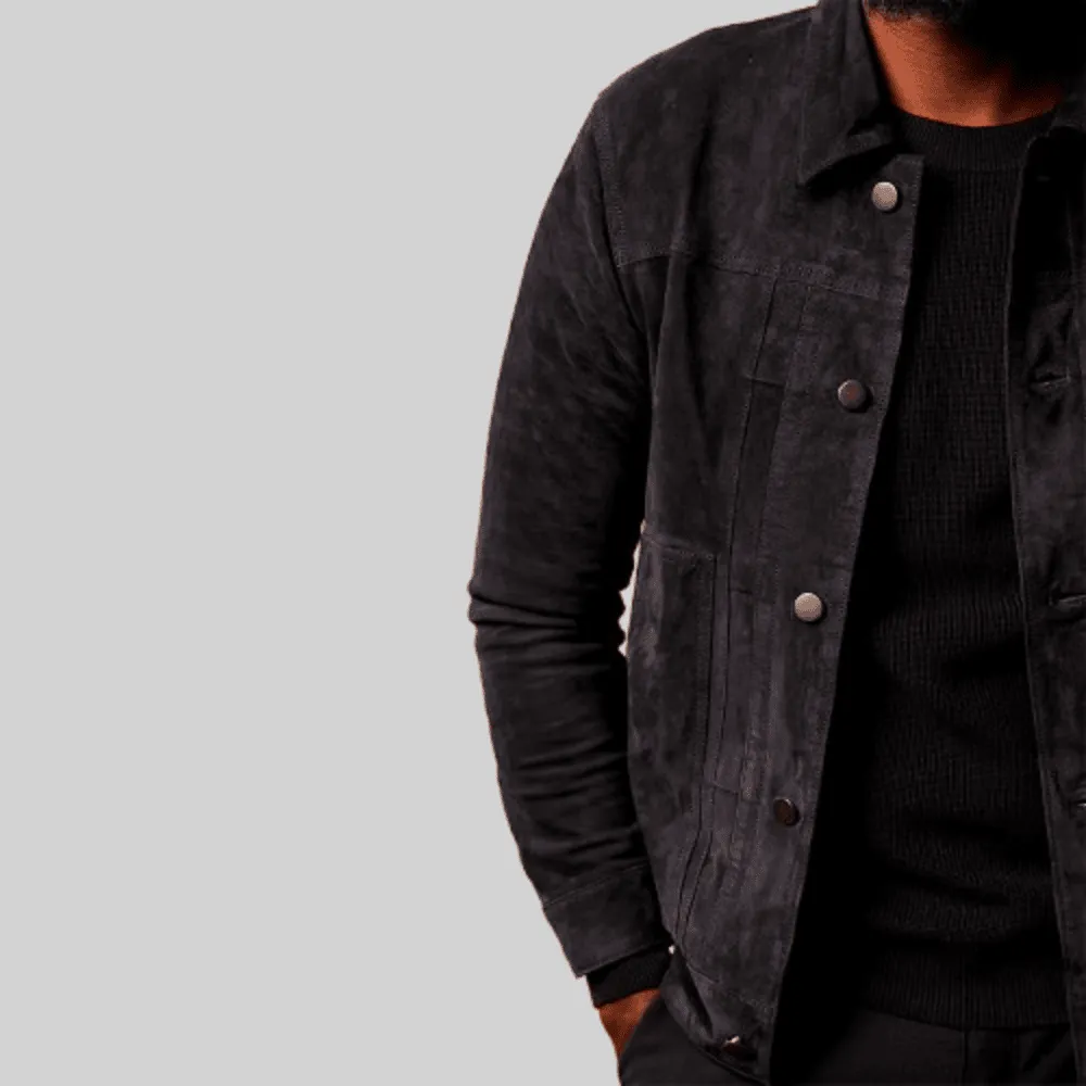 90 FEET Dev Suede Men’s Trucker Midnight Blue Jacket