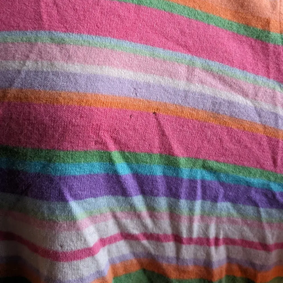 90s Vintage Cashmere Pastel Striped Sweater Groovy Granny Rainbow Oversize Top