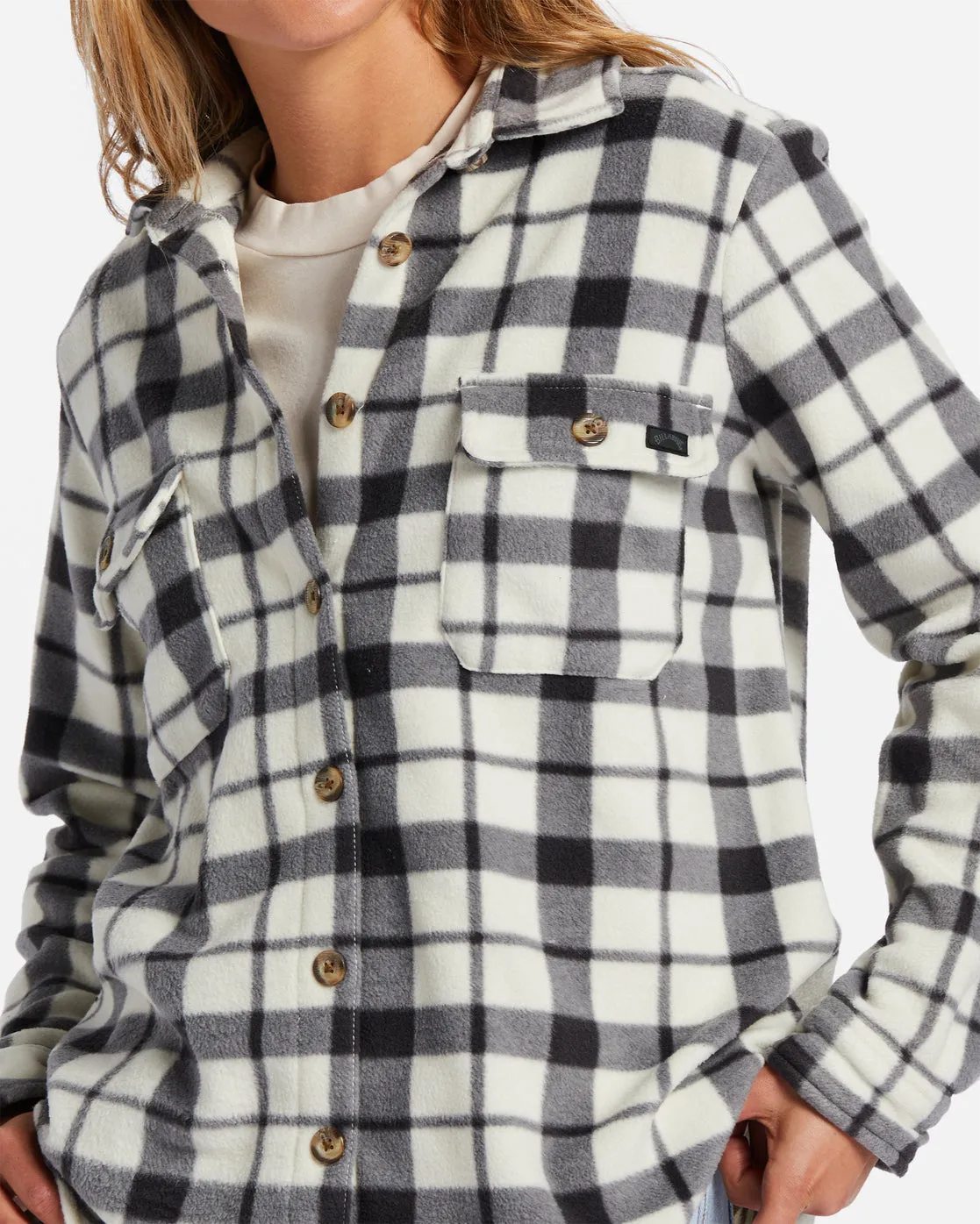 A/Div Forge Fleece Flannel Shacket - White Black 2