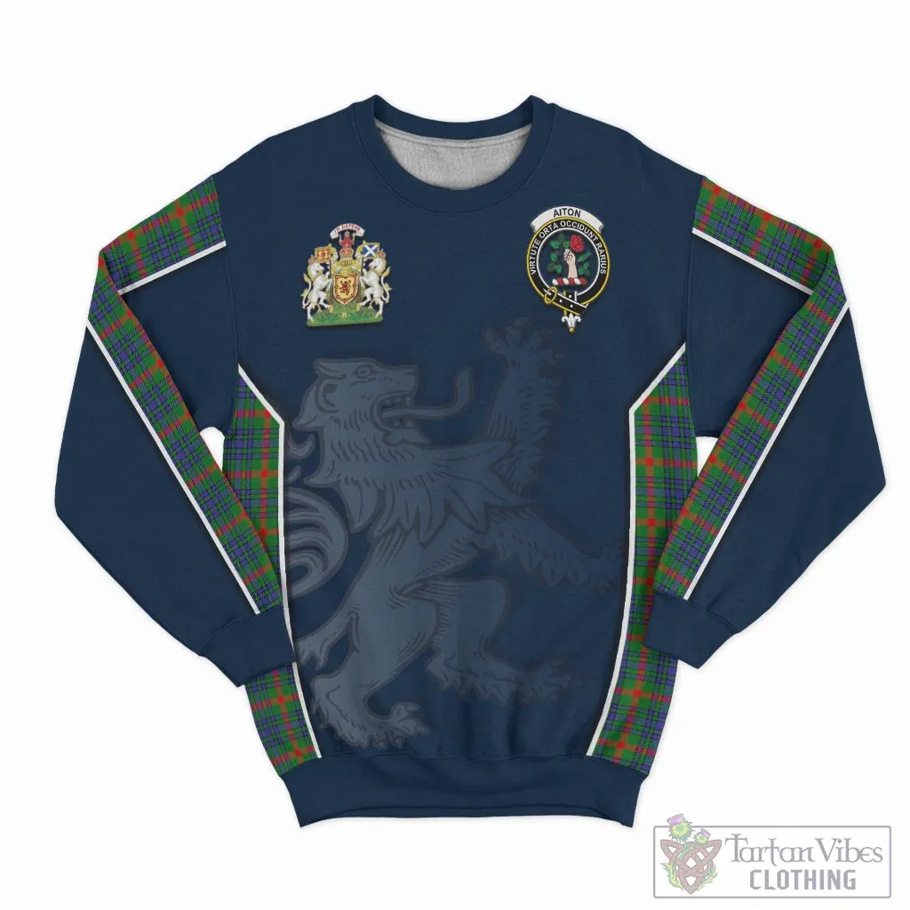 Aiton Tartan Sweater with Family Crest and Lion Rampant Vibes Sport Style