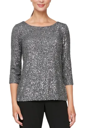 Alex Evenings Sequin-Detail Tunic Blouse