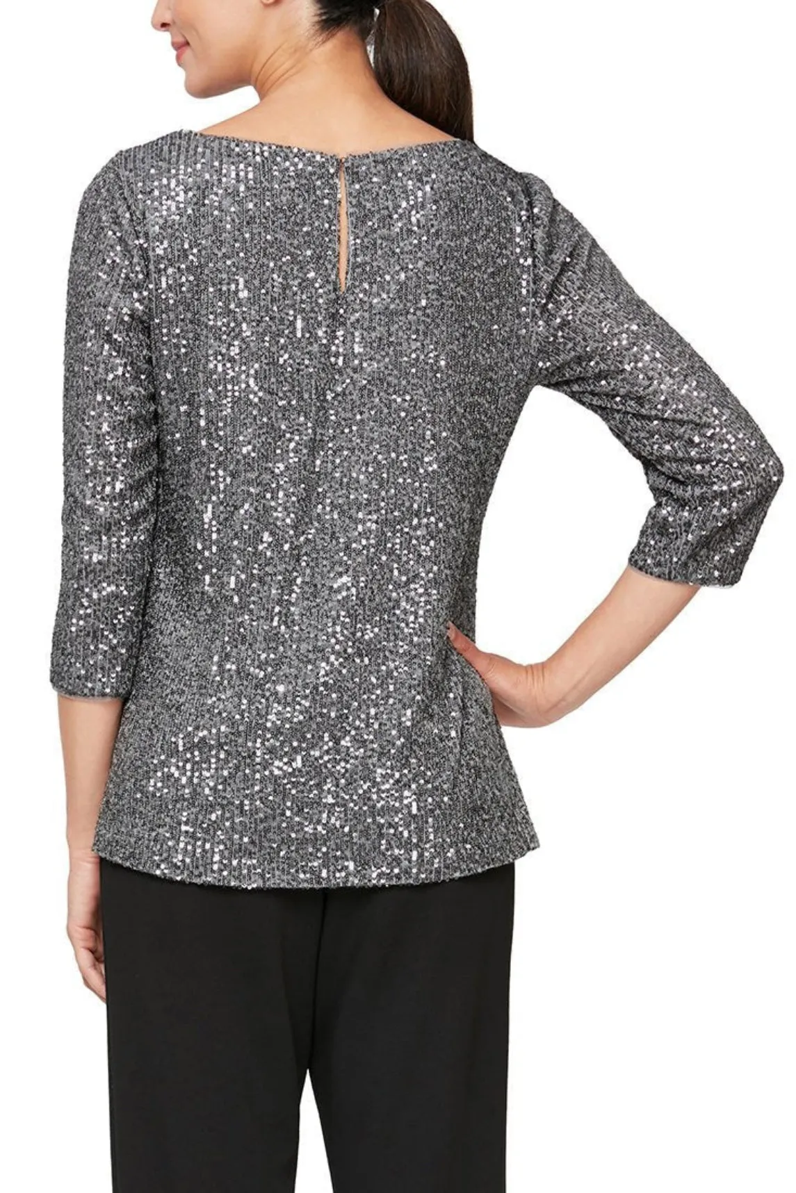 Alex Evenings Sequin-Detail Tunic Blouse