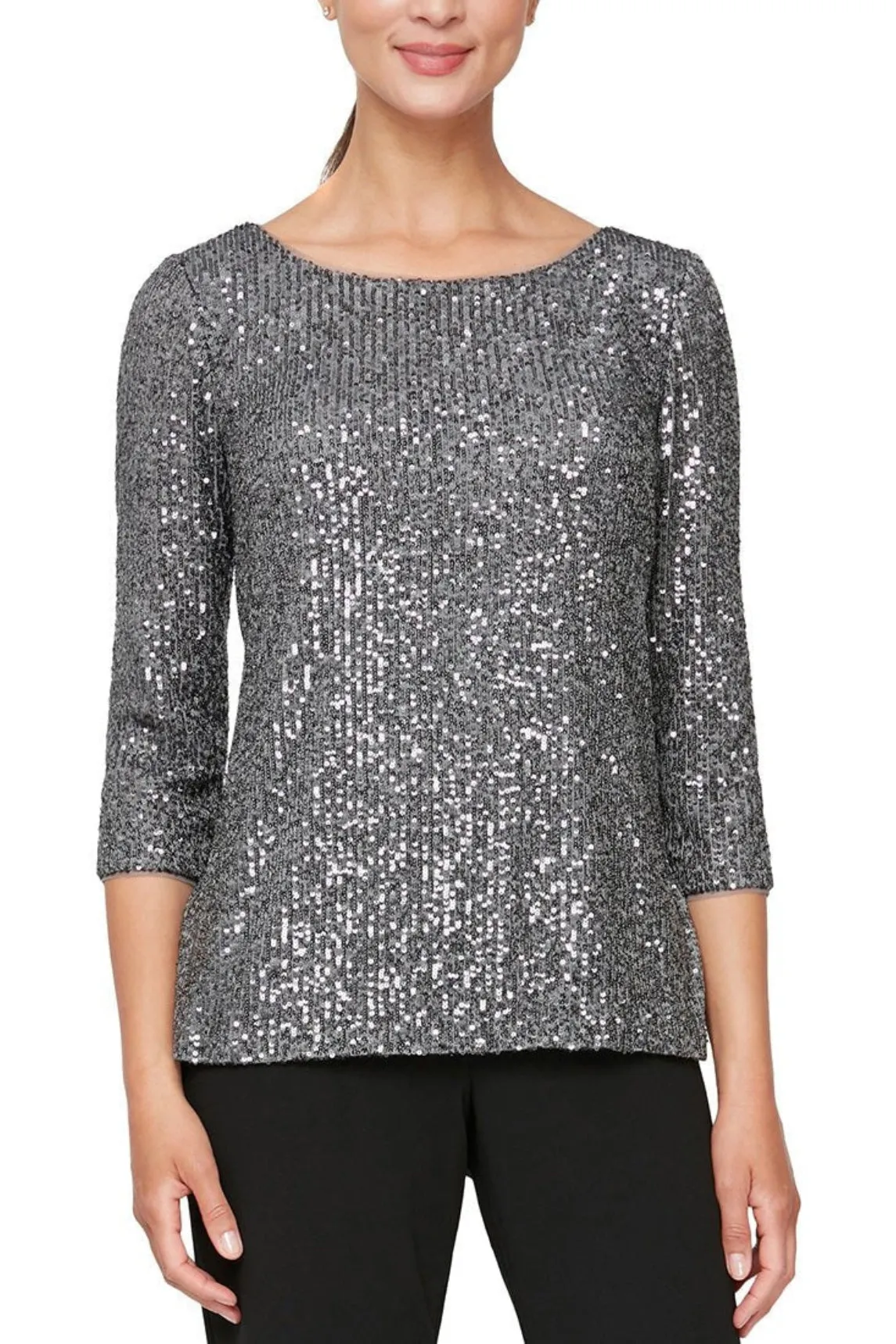 Alex Evenings Sequin-Detail Tunic Blouse