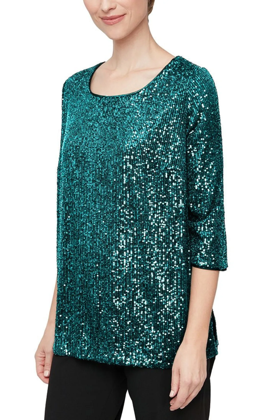 Alex Evenings Sequin-Detail Tunic Blouse