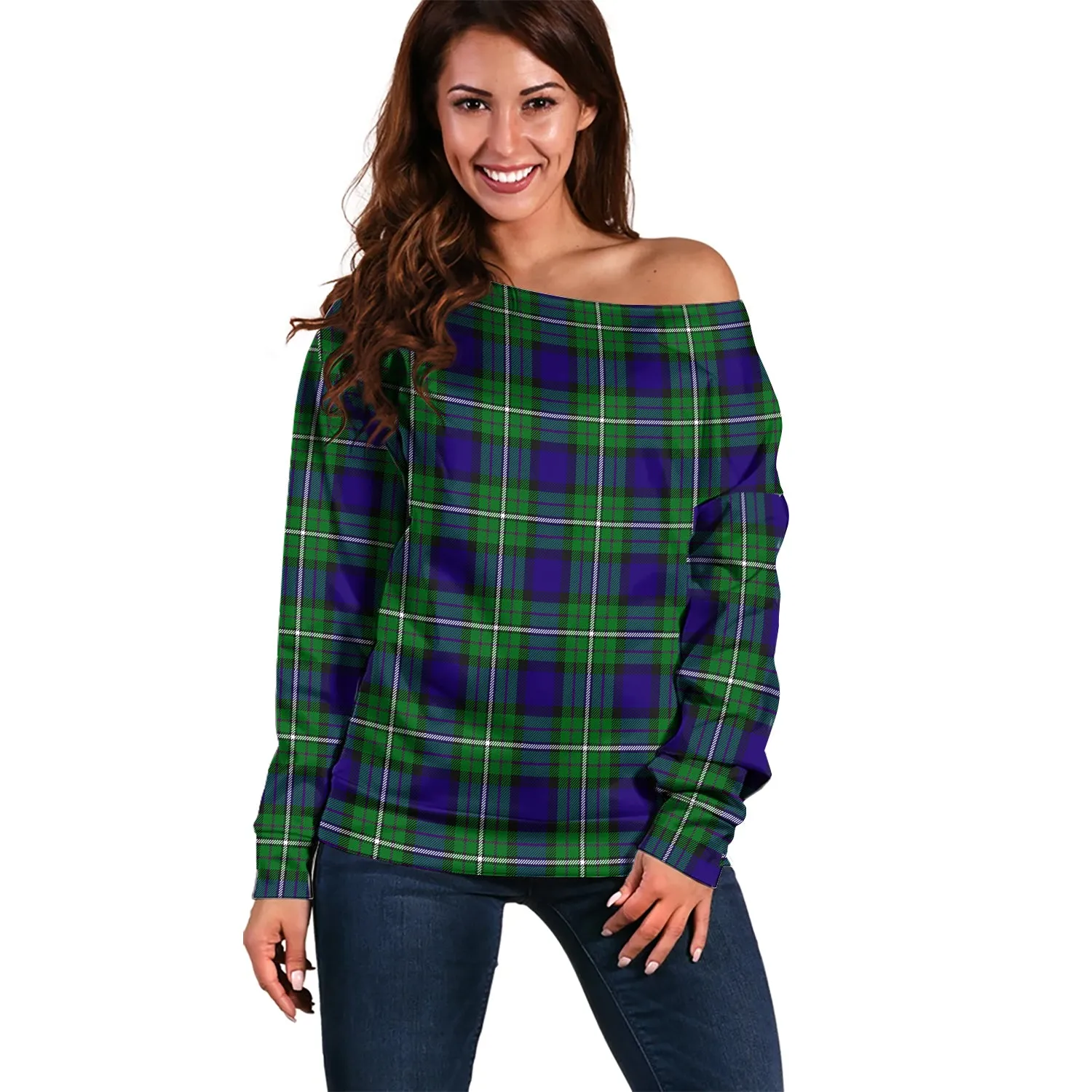 Alexander Tartan Off Shoulder Women Sweater