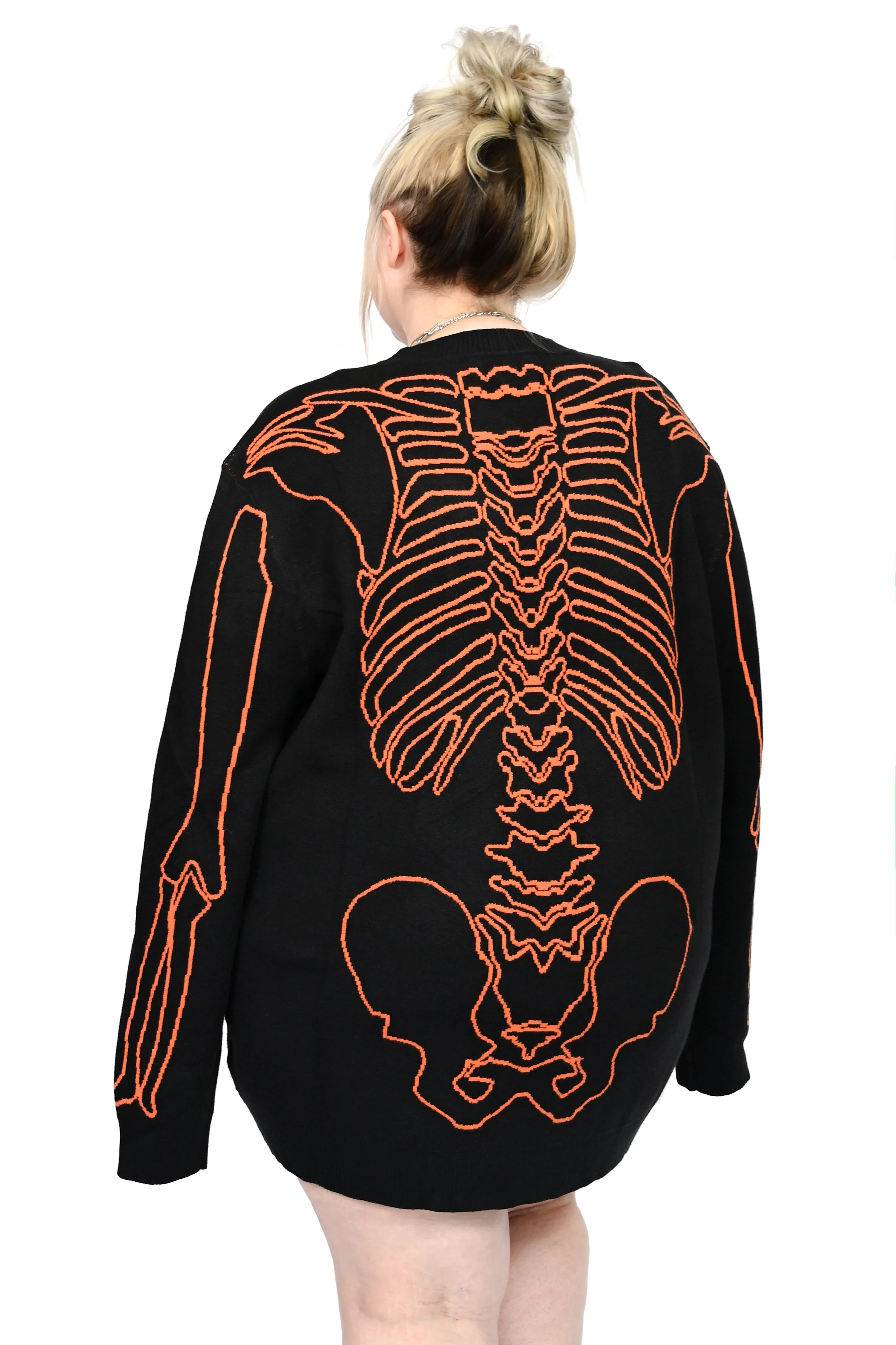 All Bones Skeleton Sweater - Orange - No Restock!