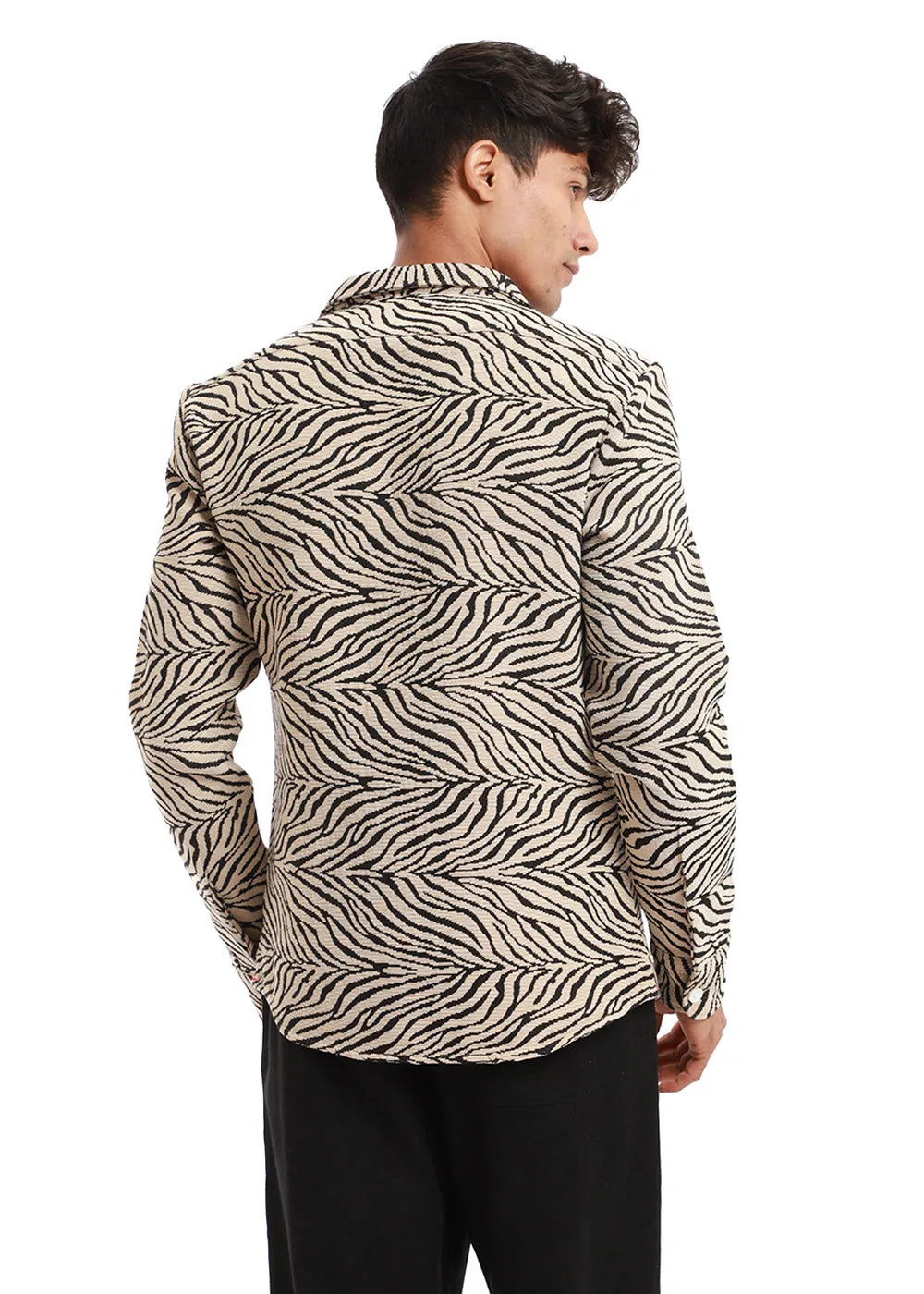 Animal Motif Jacquard Shacket