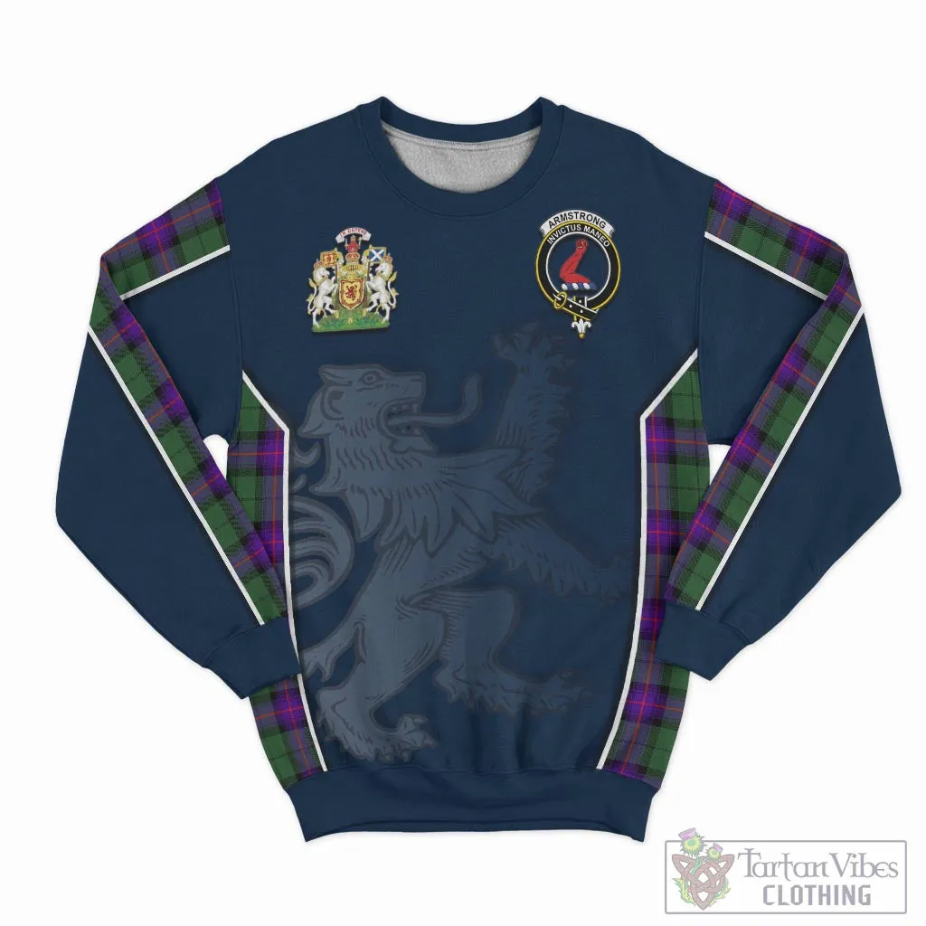 Armstrong Modern Tartan Sweater with Family Crest and Lion Rampant Vibes Sport Style