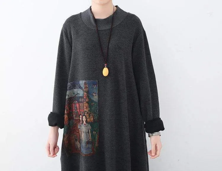 Art Inspired Oversized Sweater Dress