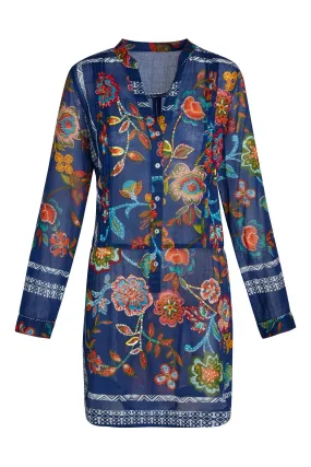 Artisan by KikiSol Royal Blue Embellished Floral Tunic