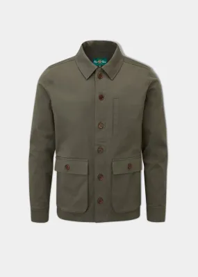 Ashbourne Cotton Stretch Shacket In Olive