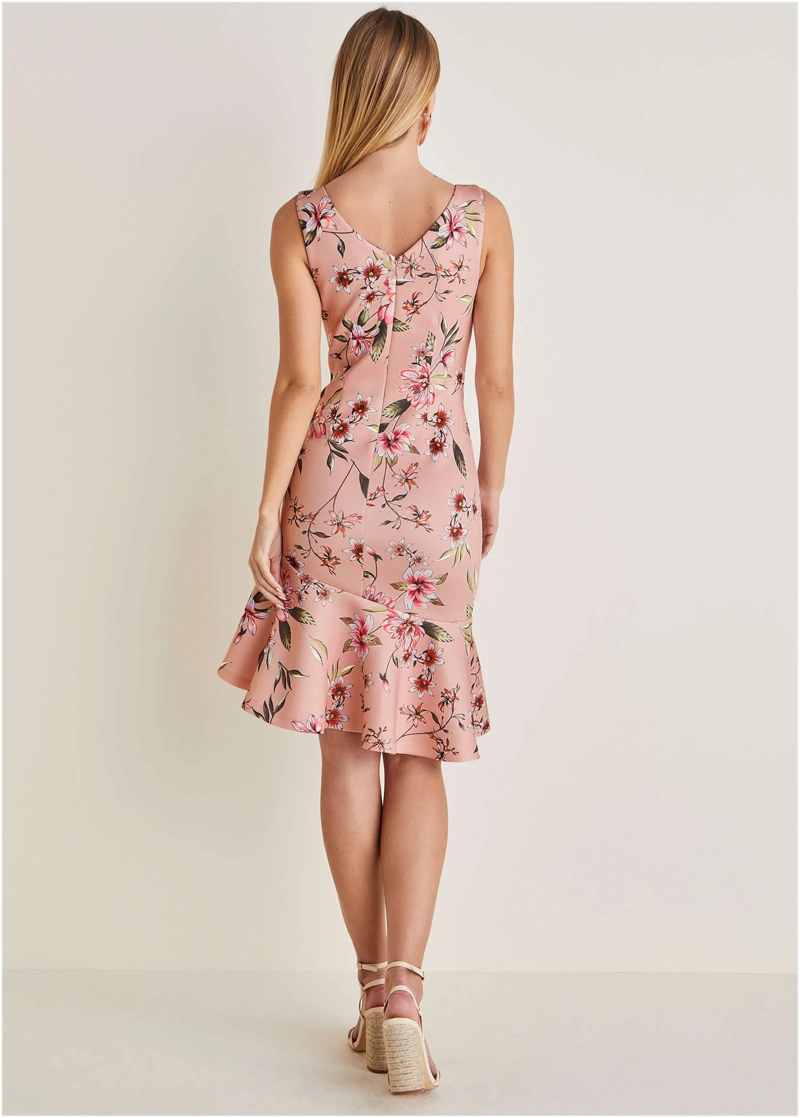 Asymmetric Ruffle Hem Dress - Ethereal Floral