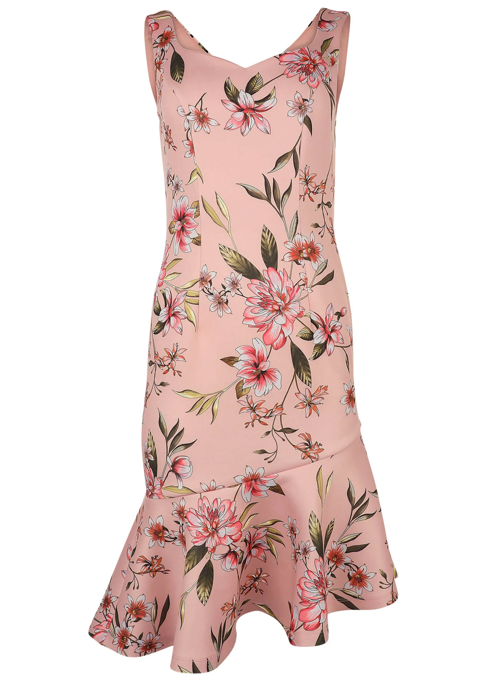 Asymmetric Ruffle Hem Dress - Ethereal Floral