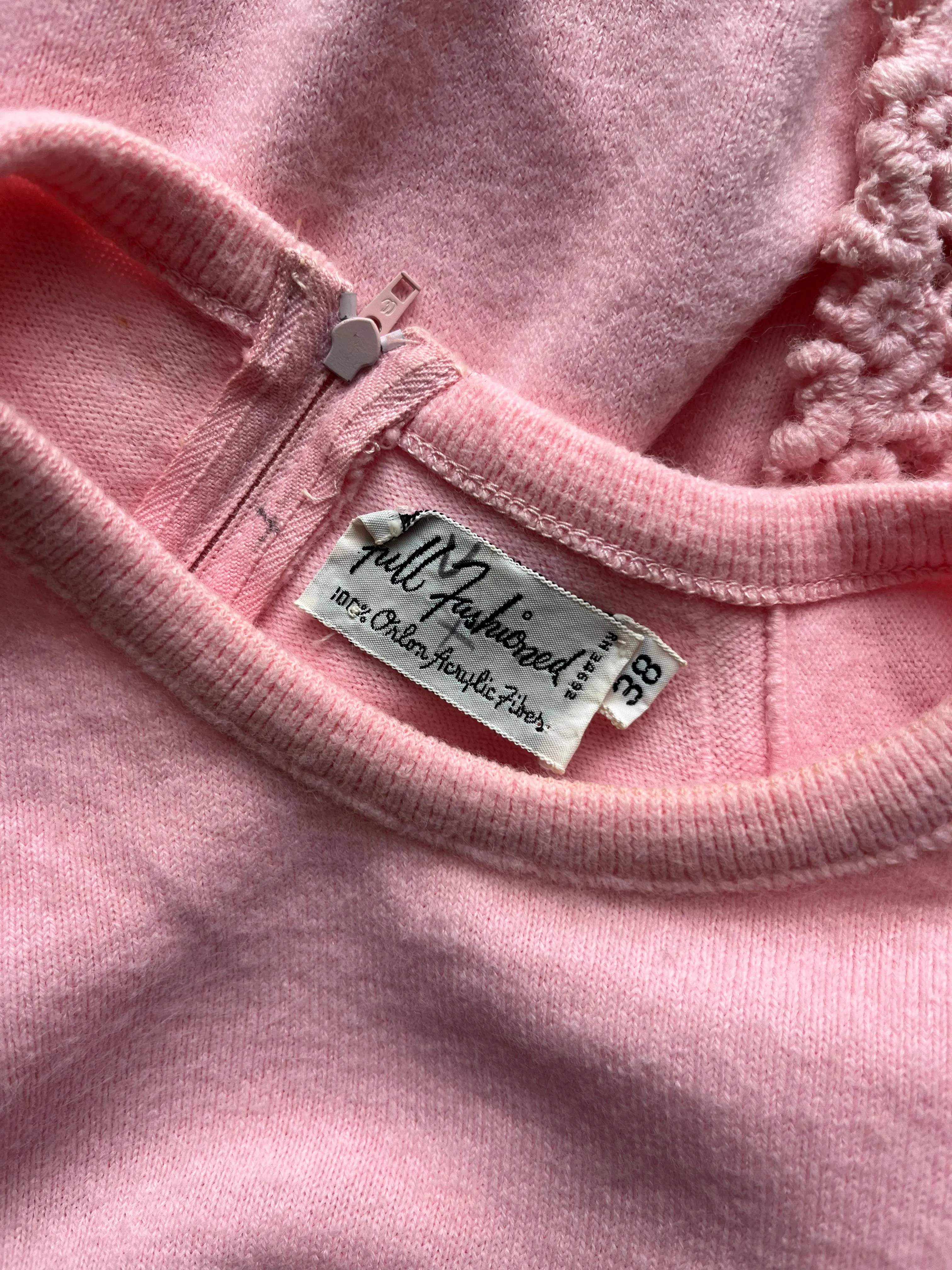 Baby Pink 1960's Full Fashioned Sweater / Medium