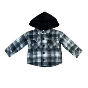 Babysprouts - Hooded Shacket - Black Plaid