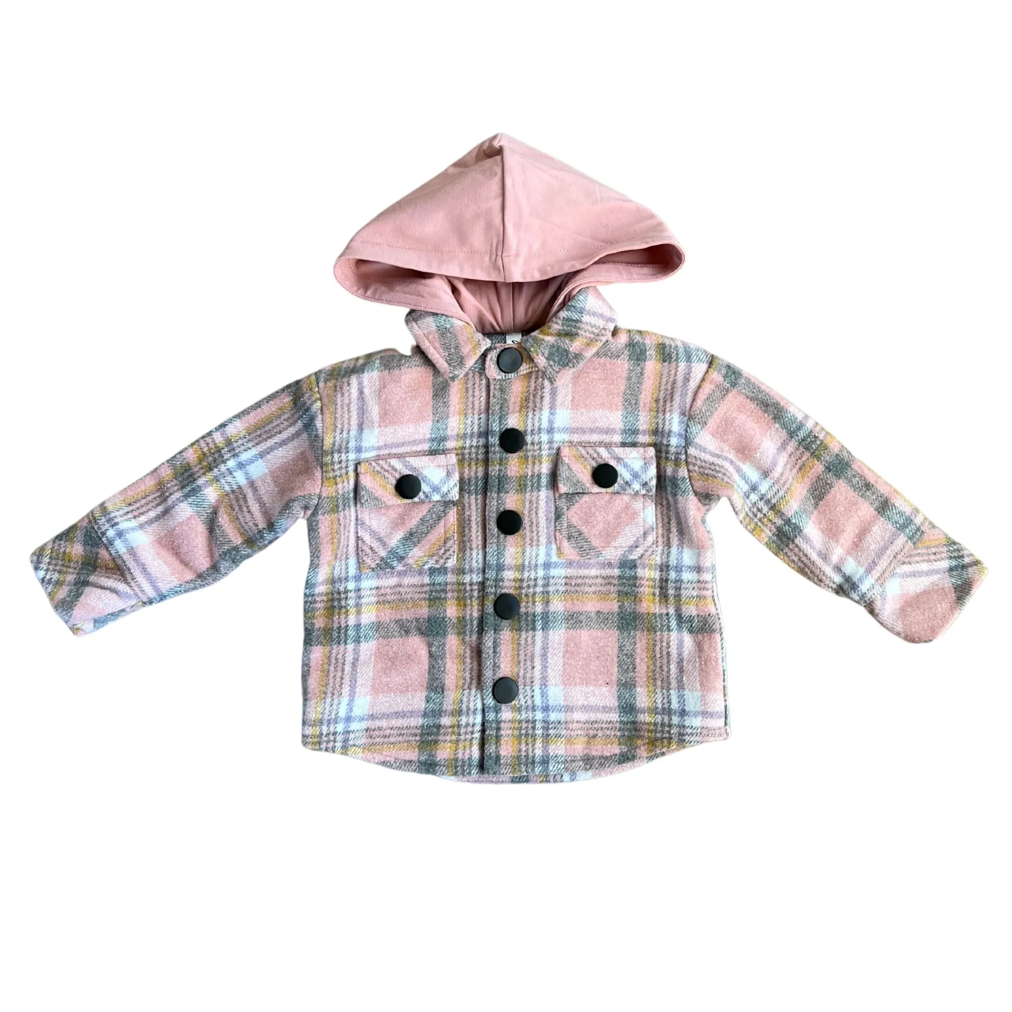 Babysprouts - Hooded Shacket - Pink Plaid