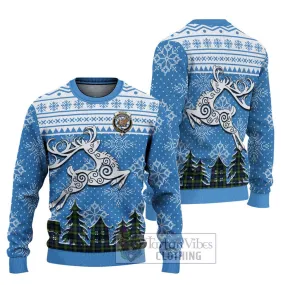 Baillie (Bailey) Clan Christmas Ugly Sweater with Tartan and Celtic Reindeer Style