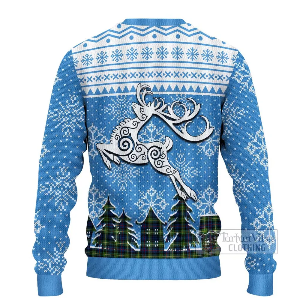 Baillie (Bailey) Clan Christmas Ugly Sweater with Tartan and Celtic Reindeer Style