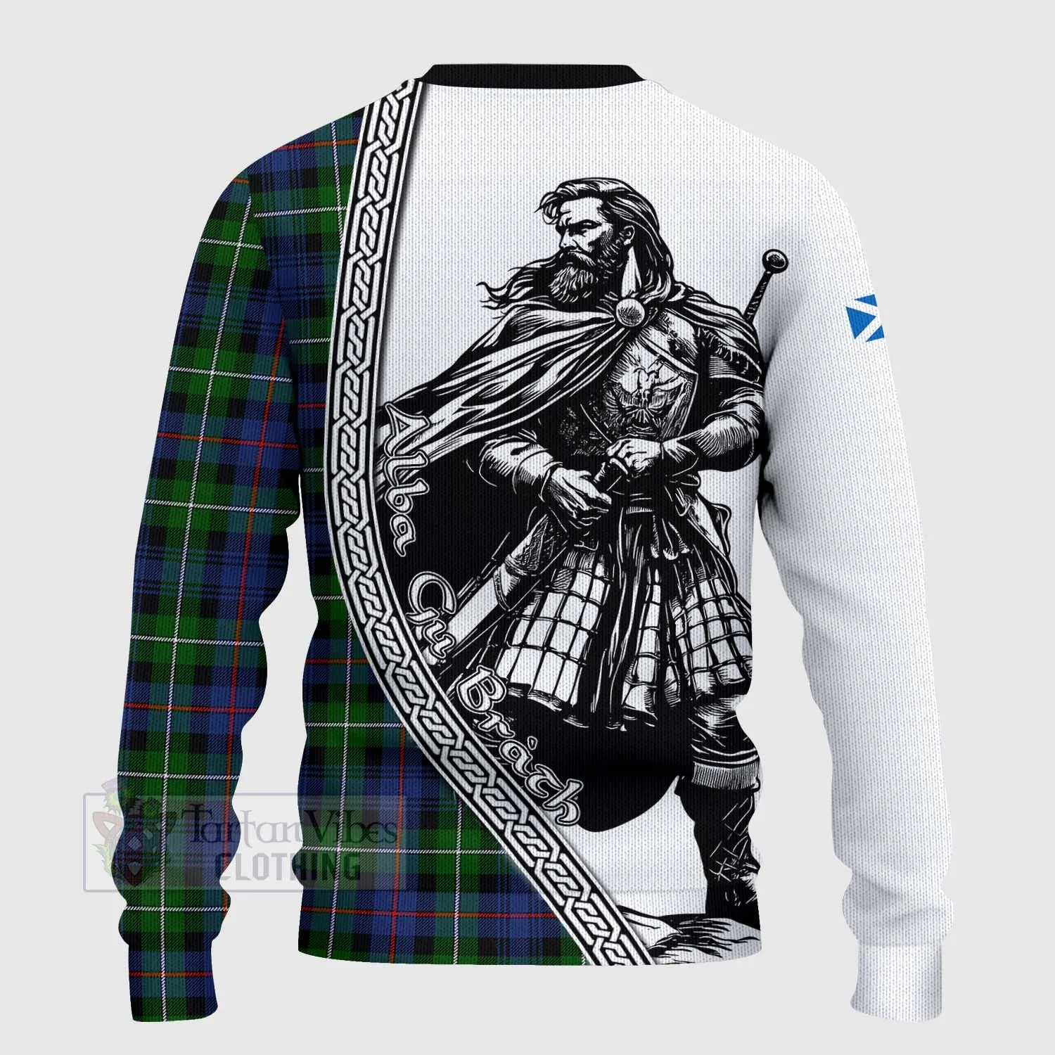 Baillie (Bailey) Tartan Clan Crest Knitted Sweater with Highlander Warrior Celtic Style