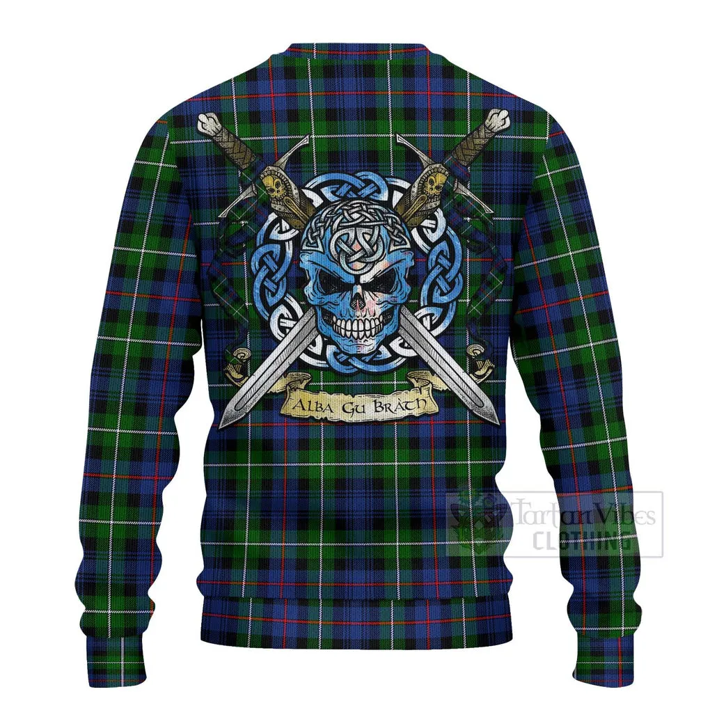 Baillie (Bailey) Tartan Ugly Sweater with Family Crest Celtic Skull Style