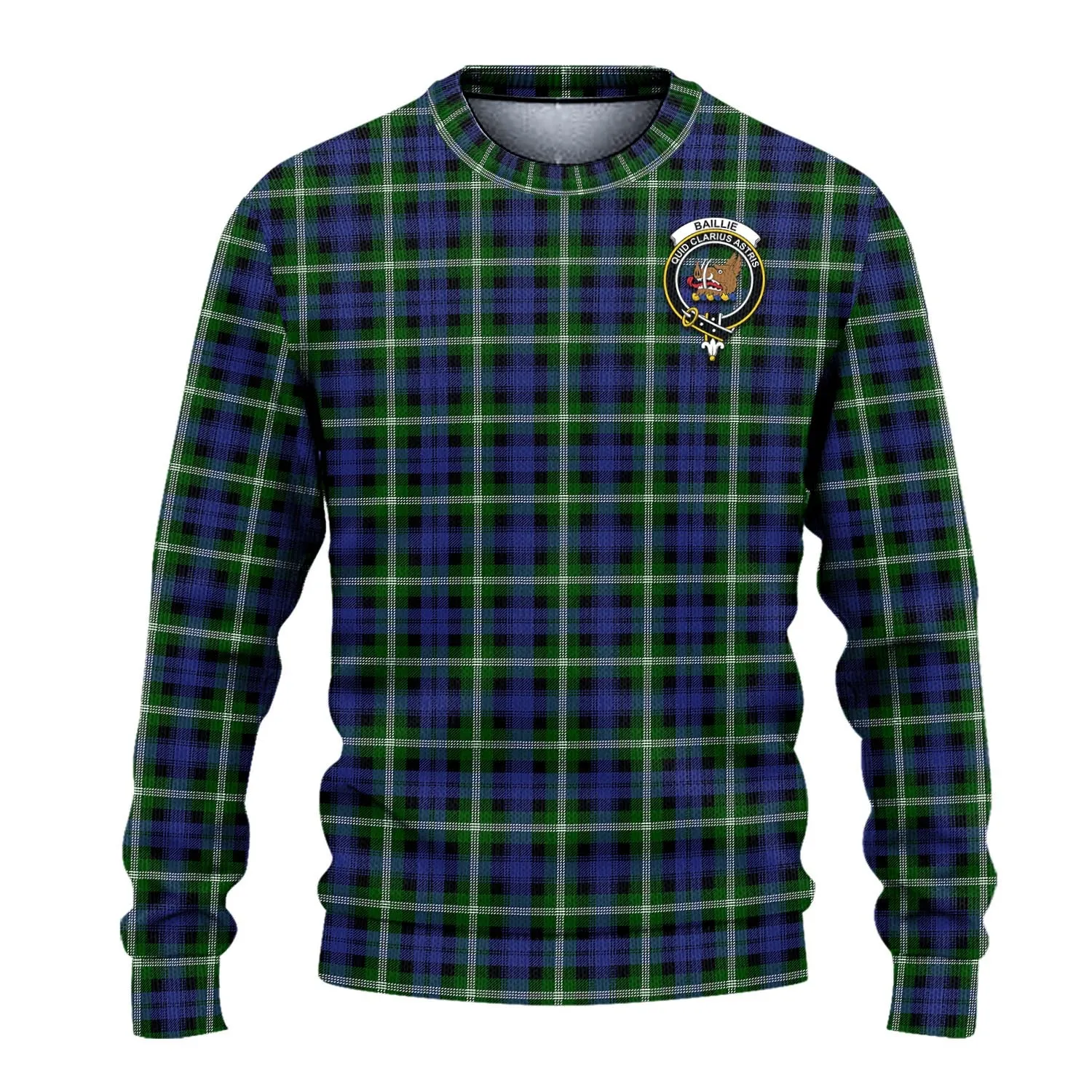 Baillie (Bailey) Tartan Ugly Sweater with Family Crest