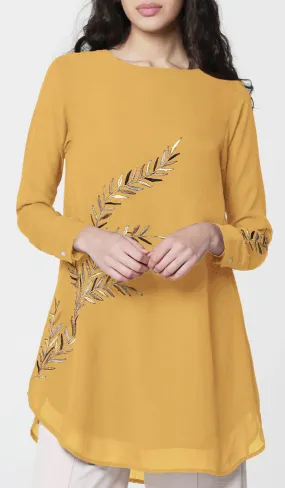 Baraka Gold Embroidered Formal Long Modest Tunic