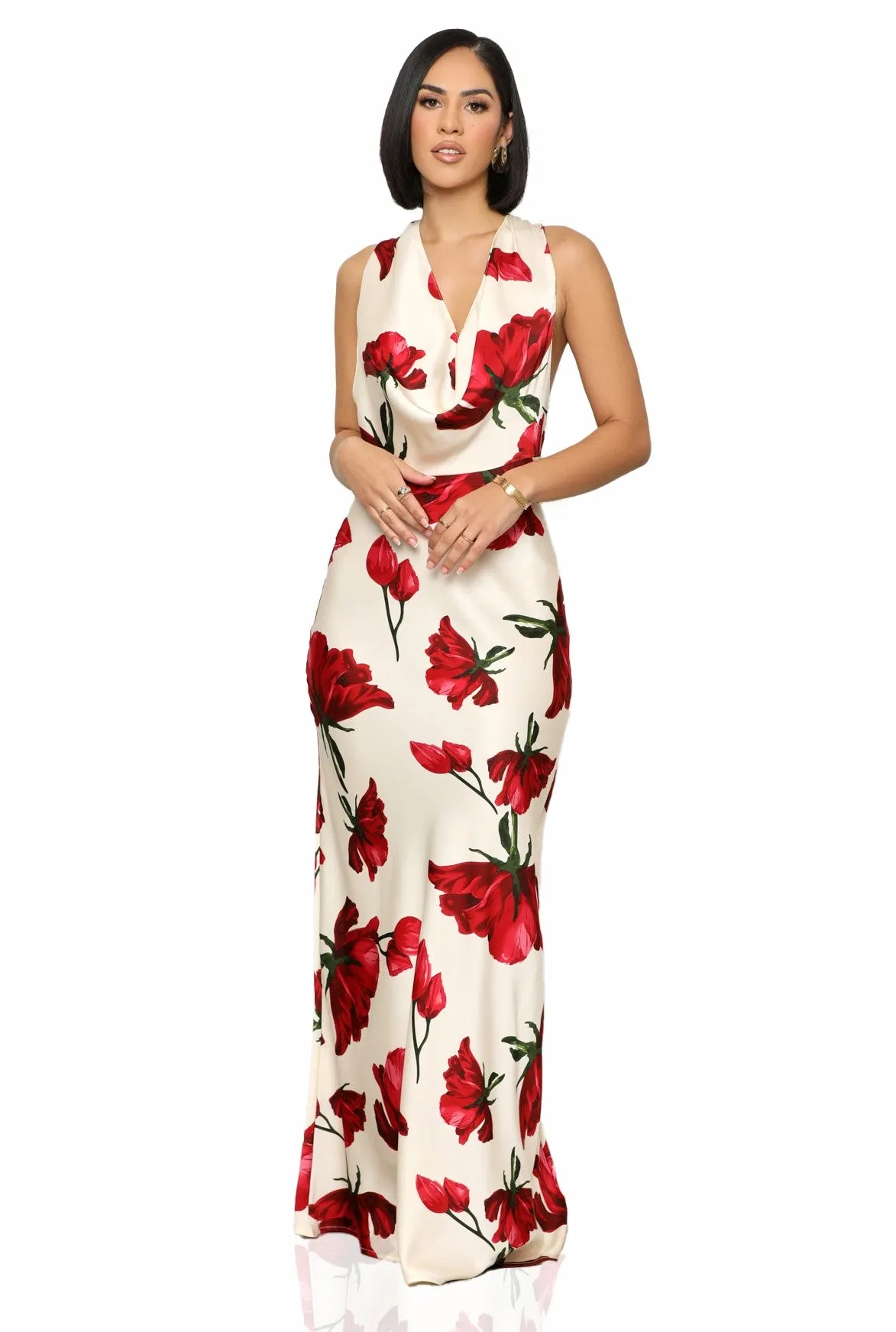 Bed Of Roses Maxi Dress (Red Multi)