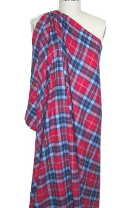 Beefy Yarn Dyed Plaid Cotton Flannel - Reds/Blues