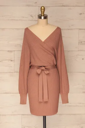 Bergame Mauve | Knitted Wrap Dress