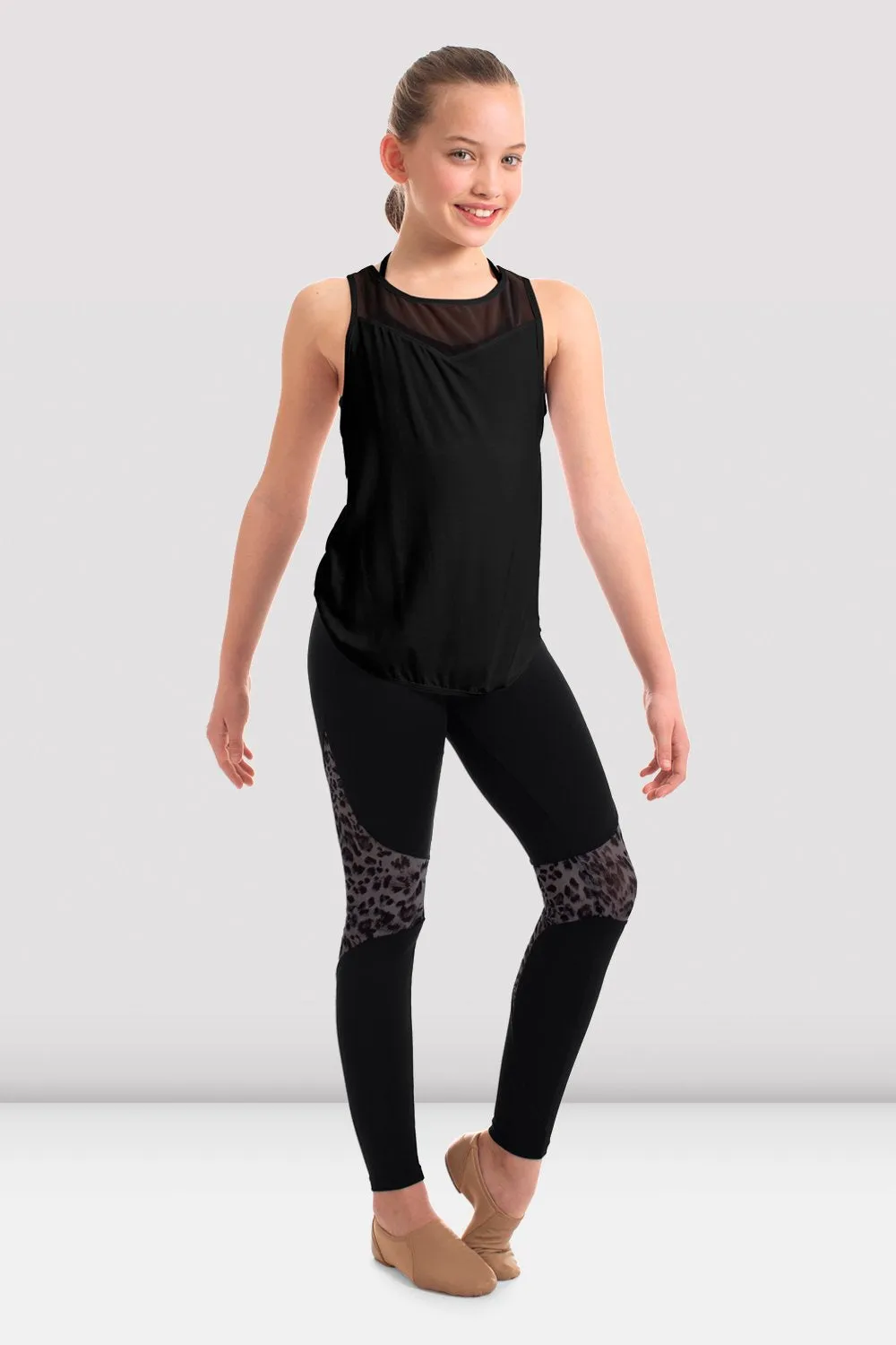 Bloch FT5087C Girls Abrielle Mesh Spliced Wrap Back Tank