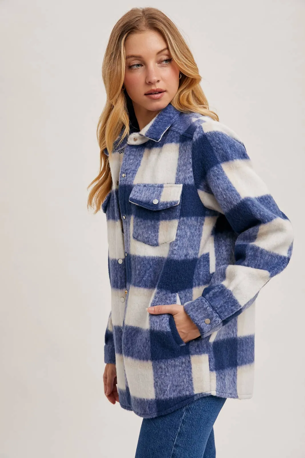 BLUIVY PLAID BRUSHED FLANNEL SHACKET