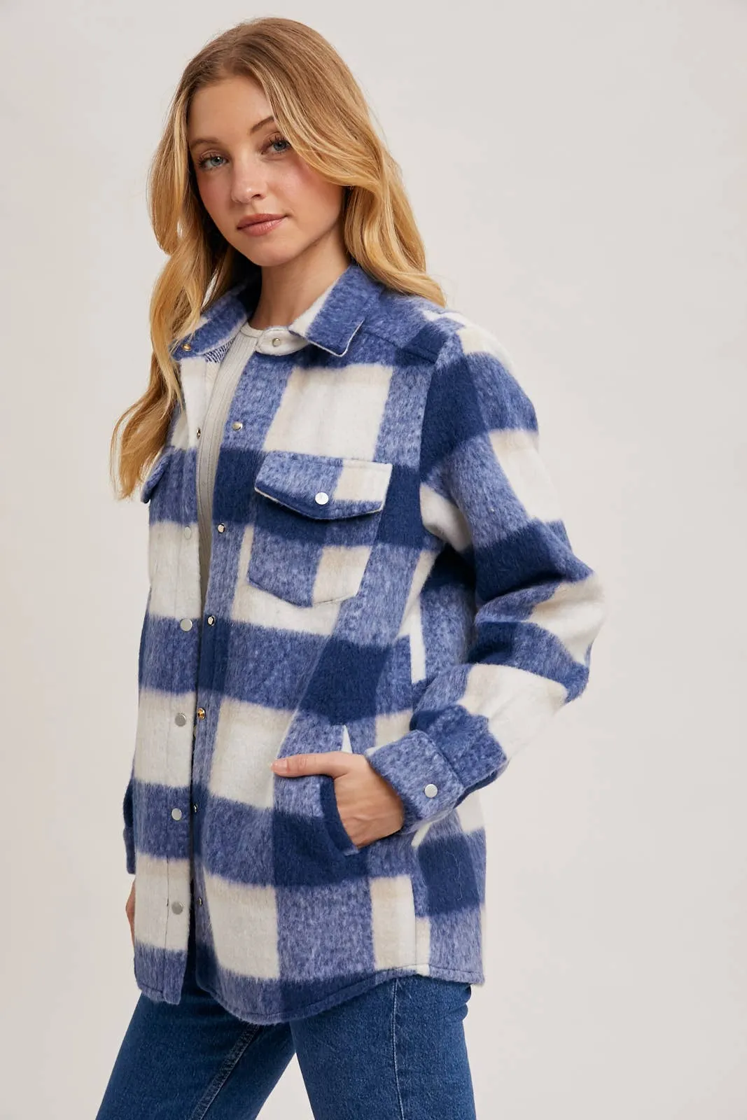 BLUIVY PLAID BRUSHED FLANNEL SHACKET