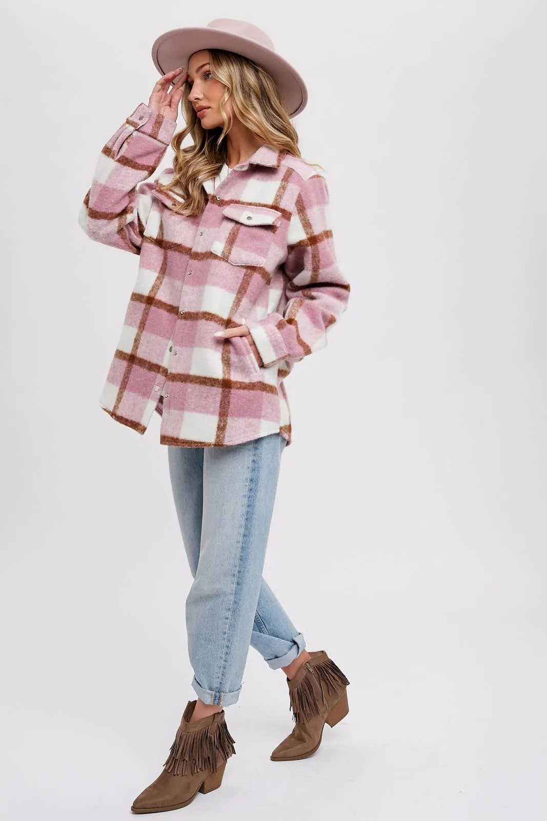 BLUIVY PLAID BRUSHED FLANNEL SHACKET