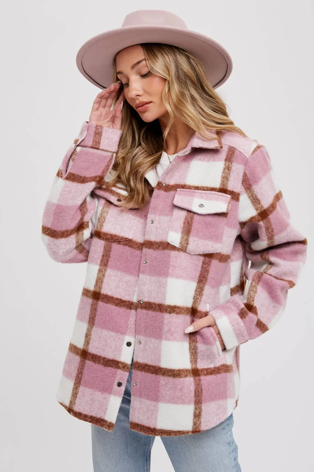 BLUIVY PLAID BRUSHED FLANNEL SHACKET