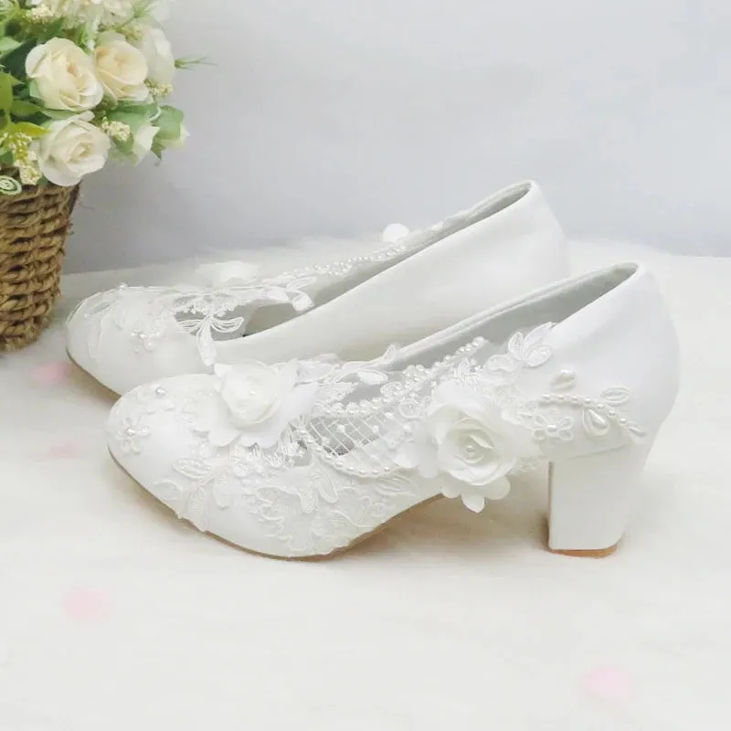 Bridesmaid Wedding Dress Shoes Medium Heel Party Pumps