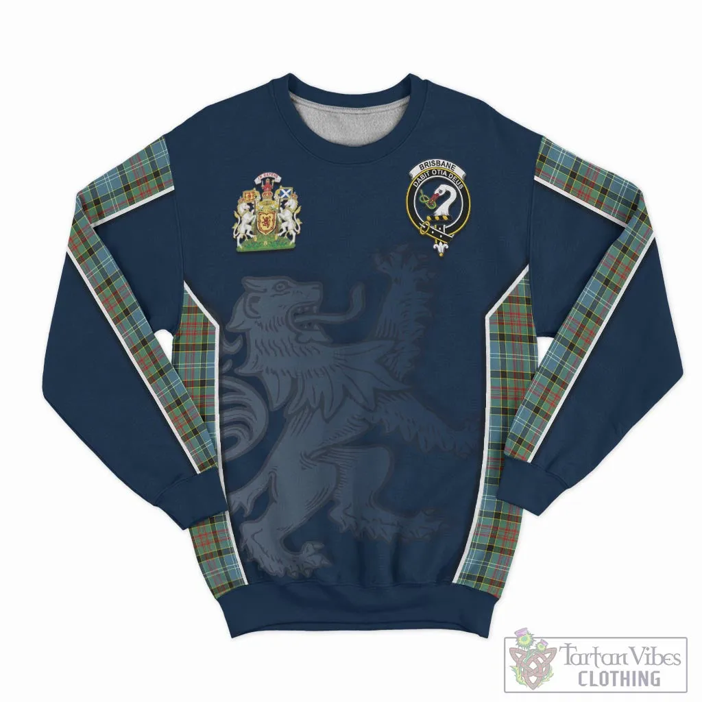 Brisbane Tartan Sweater with Family Crest and Lion Rampant Vibes Sport Style