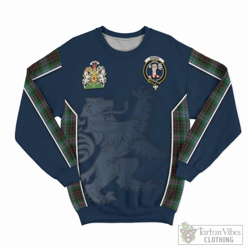 Brodie Hunting Tartan Sweater with Family Crest and Lion Rampant Vibes Sport Style