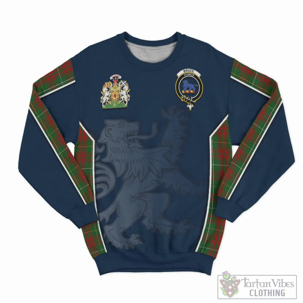 Bruce Hunting Tartan Sweater with Family Crest and Lion Rampant Vibes Sport Style