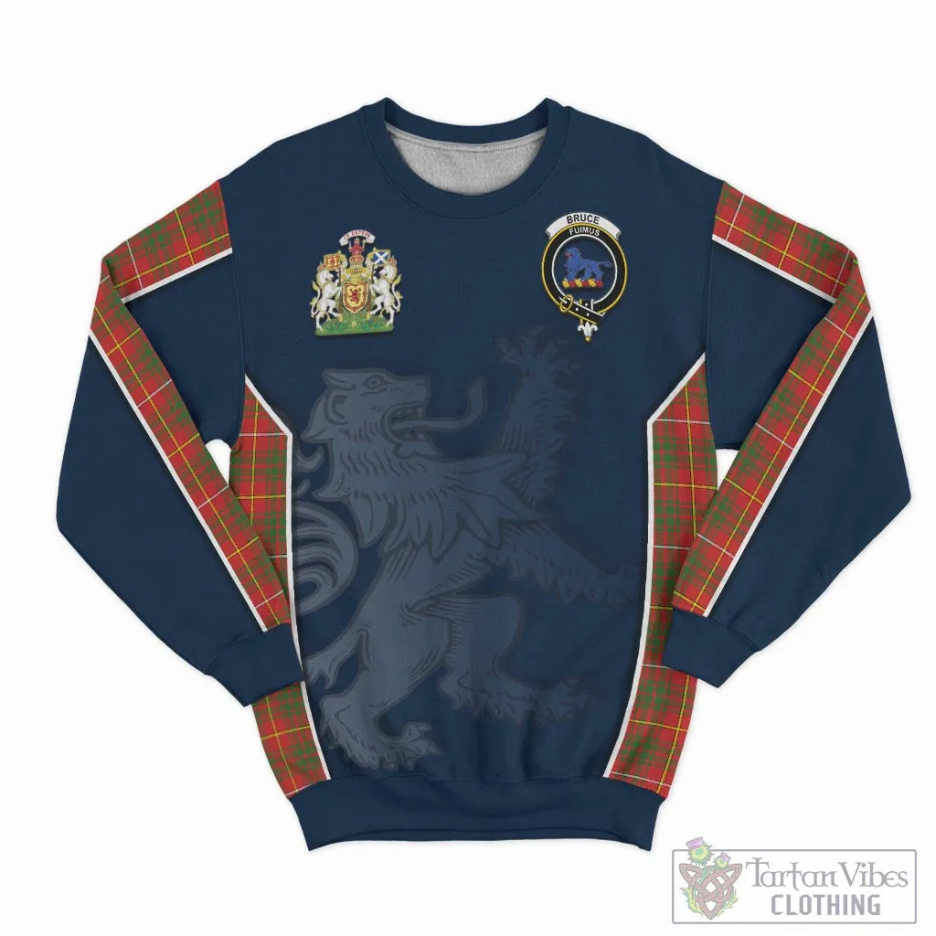 Bruce Modern Tartan Sweater with Family Crest and Lion Rampant Vibes Sport Style