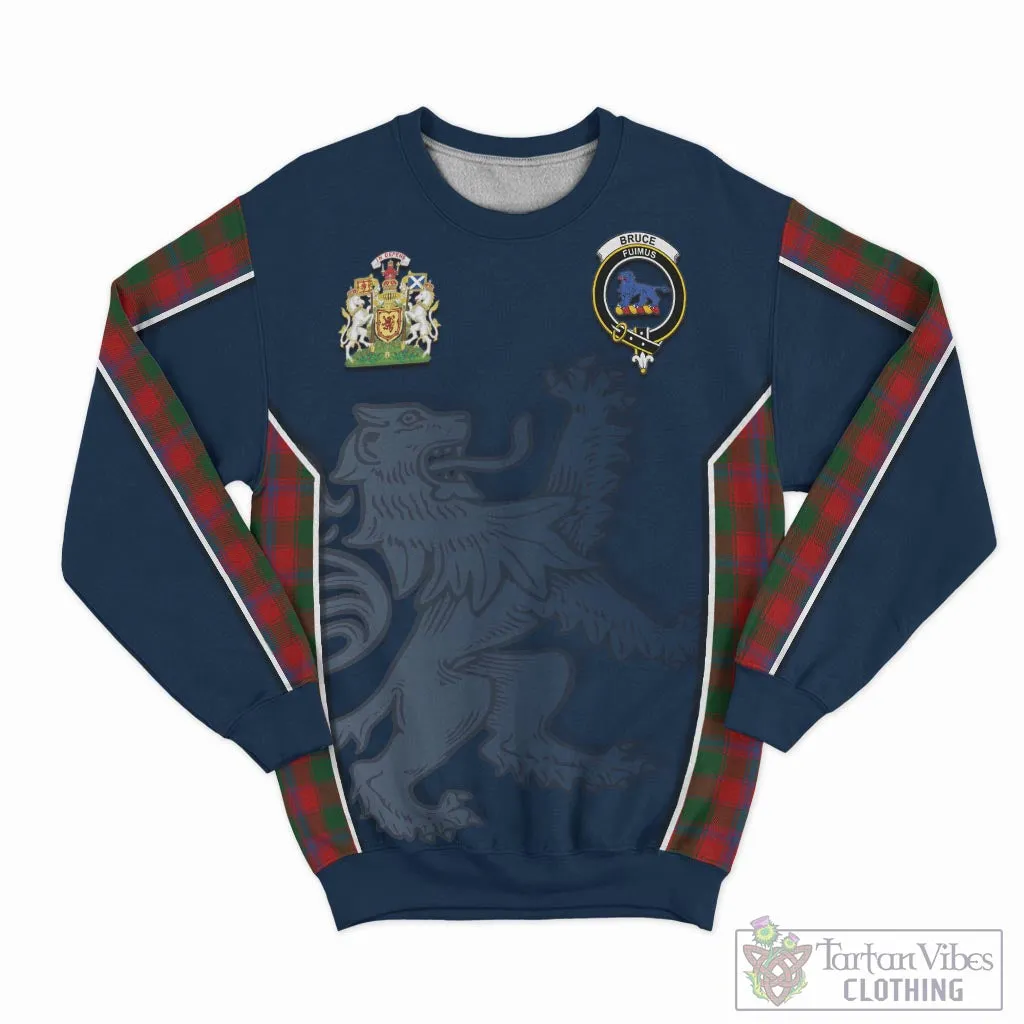 Bruce Old Tartan Sweater with Family Crest and Lion Rampant Vibes Sport Style