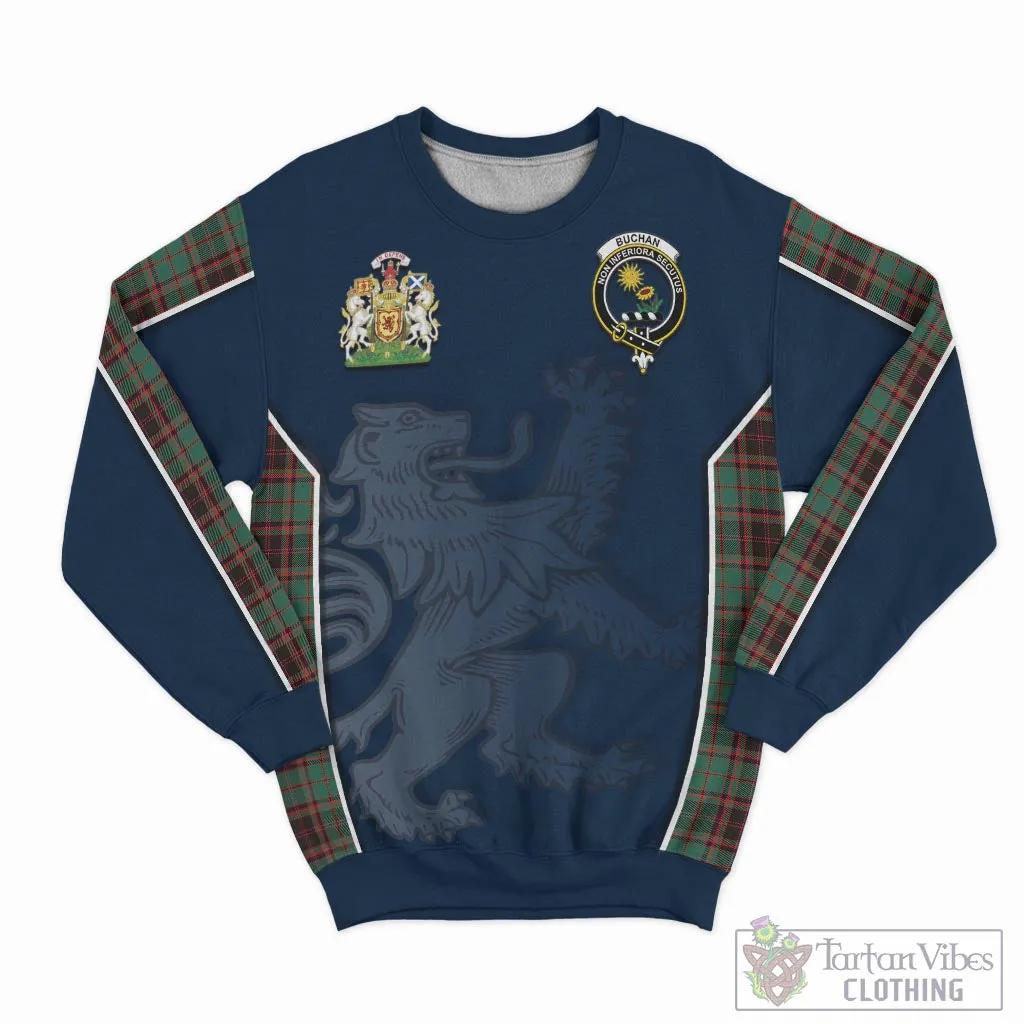 Buchan Ancient Tartan Sweater with Family Crest and Lion Rampant Vibes Sport Style