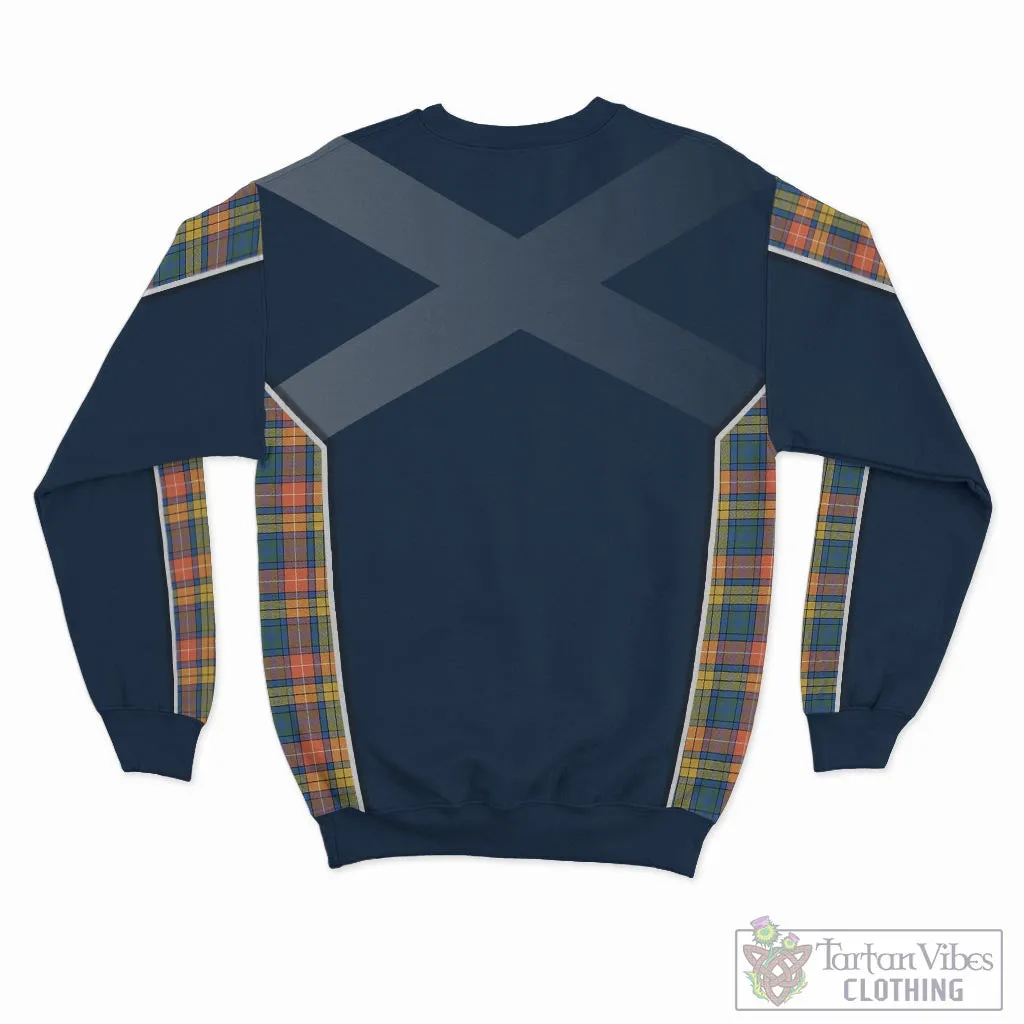 Buchanan Ancient Tartan Sweater with Family Crest and Lion Rampant Vibes Sport Style