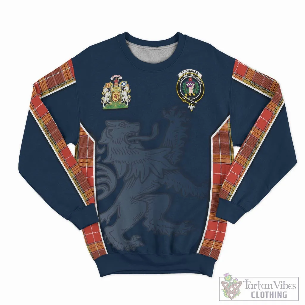 Buchanan Old Set Weathered Tartan Sweater with Family Crest and Lion Rampant Vibes Sport Style