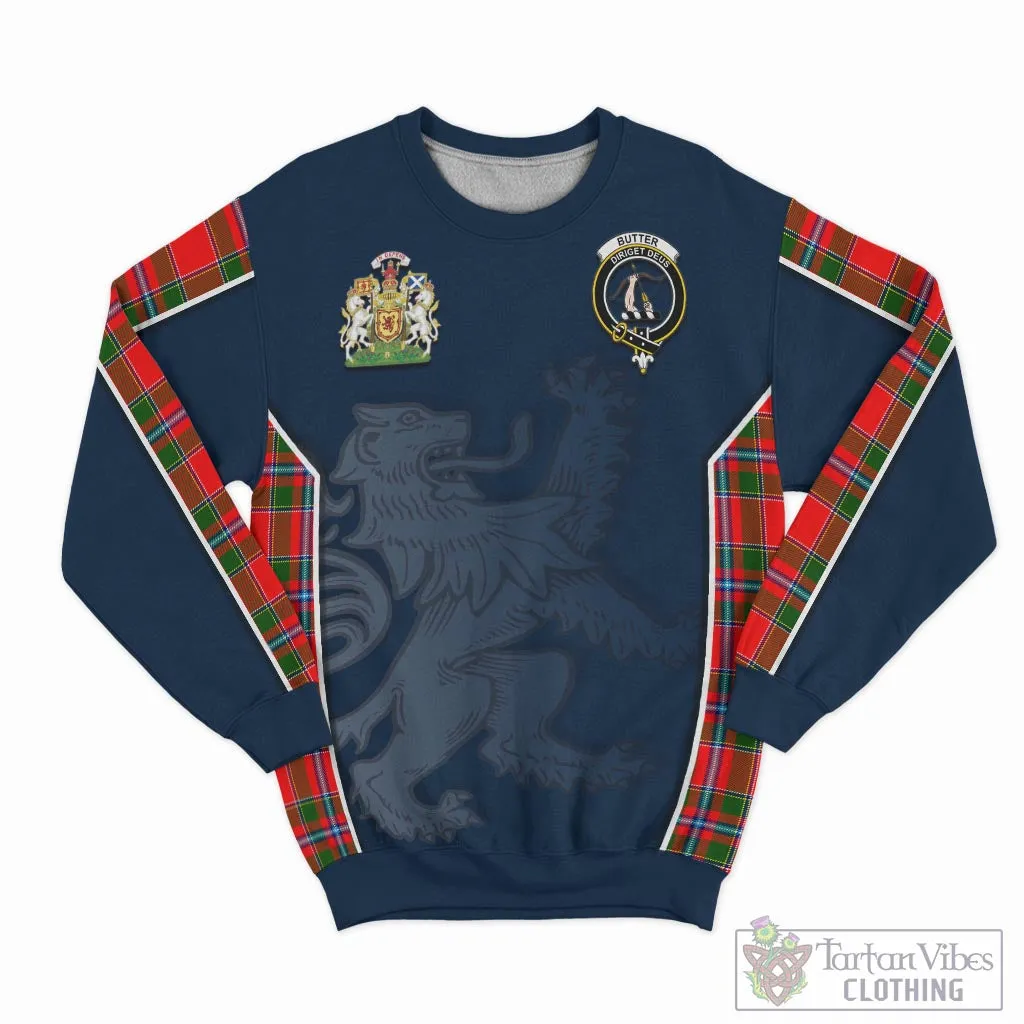 Butter Tartan Sweater with Family Crest and Lion Rampant Vibes Sport Style