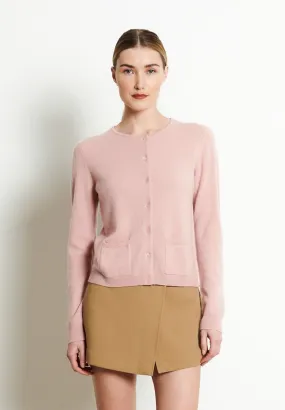 Cardigan col rond cachemire rose poudré femme - LILLY 4